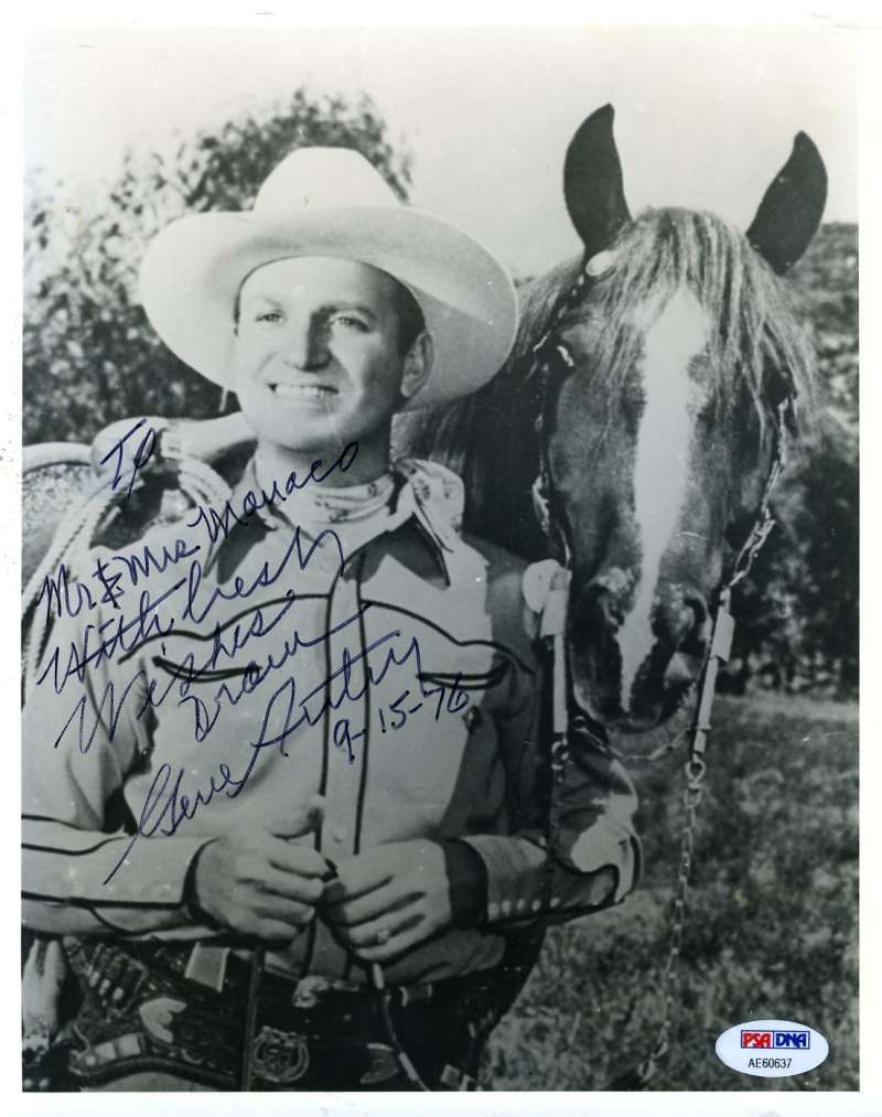 Gene Autry Psa Dna Coa Autograph 8x10 Photo Poster painting Hand Signed