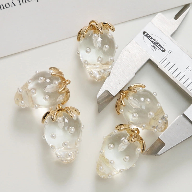 1 Piece 17*24mm Alloy Resin Pearl Strawberry Pendant Jewelry Accessories