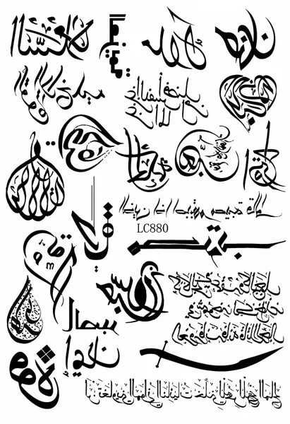 1sheet Multi-style 24models hot trendy Temporary Tattoos arm body art Arabic word Geometric tattoo sticker black tatuagem HOT