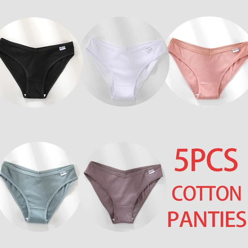 5PCS/Set Women Panties Cotton Underwear Female Panties Solid Color Underpants Sexy Lingerie Pantys for Woman Briefs Intimates