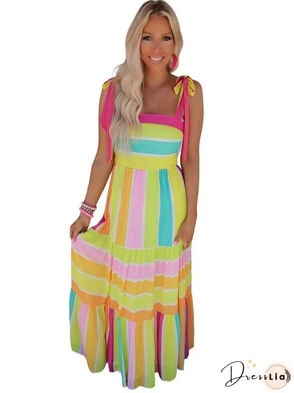 Colorful Maxi Dress with a Flattering Silhouette