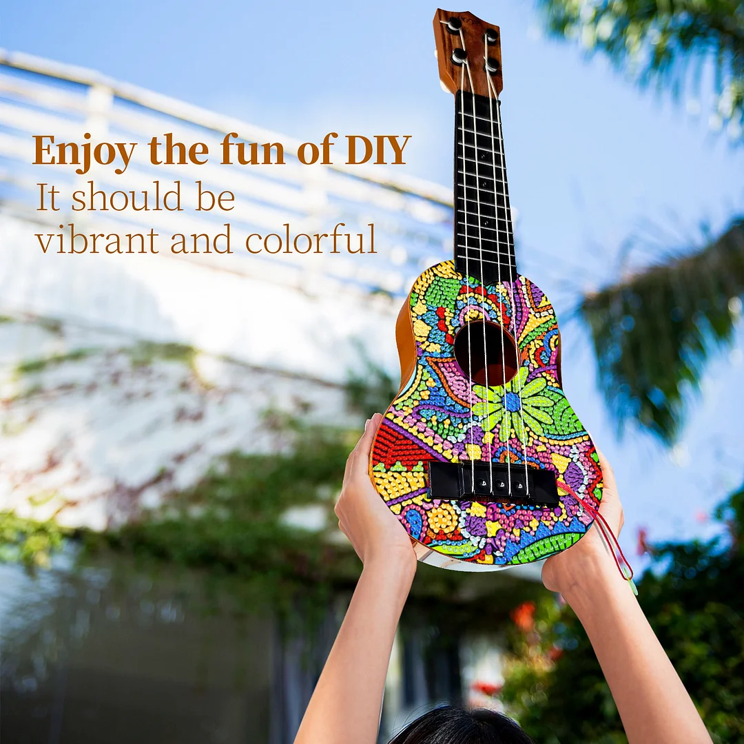 DIY Wooden Guitar Diamond Art Ornament Unique Gifts for Musicians (Flowerbed)