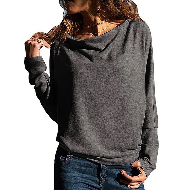 Basic Solid Color Long Sleeve Pullover T-Shirt