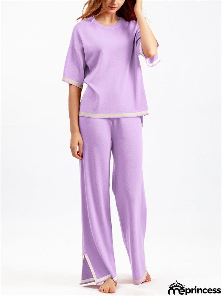 Women's Comfortable Temperament Knitted 2-piece Loungewear Sets