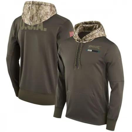 Men's Philadelphia Eagles  Olive Salute to Service Sideline Therma Pullover Hoodie