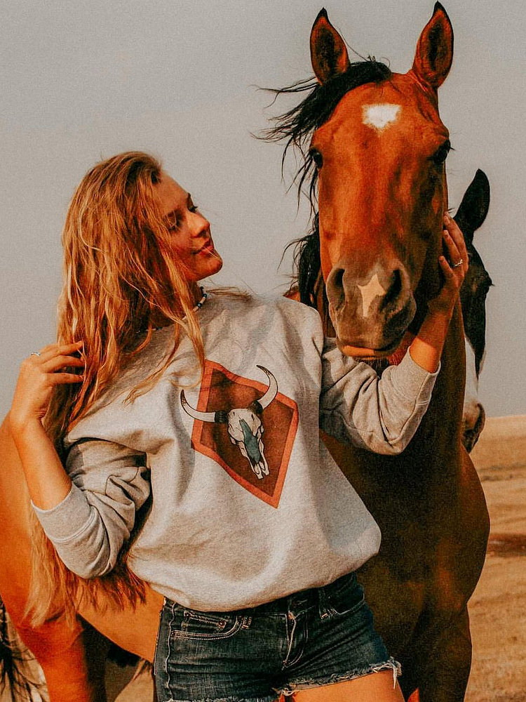 Turquoise Cow Skull | Sweatshirt