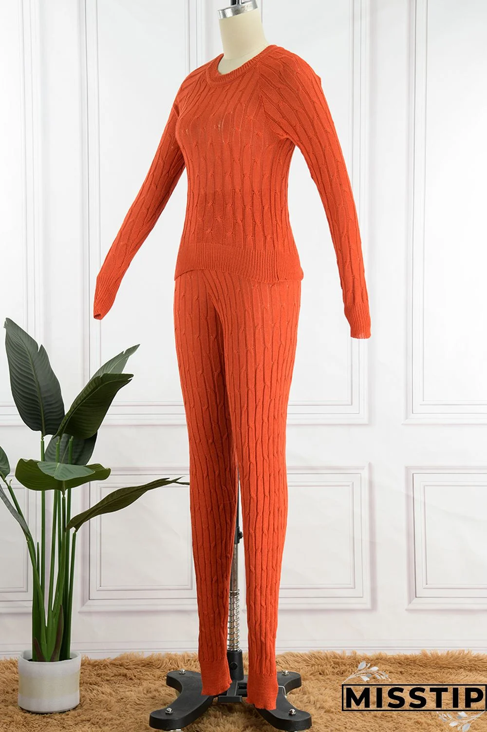 Rose Red Fashion Casual Solid Patchwork O Neck Long Sleeve Two Pieces