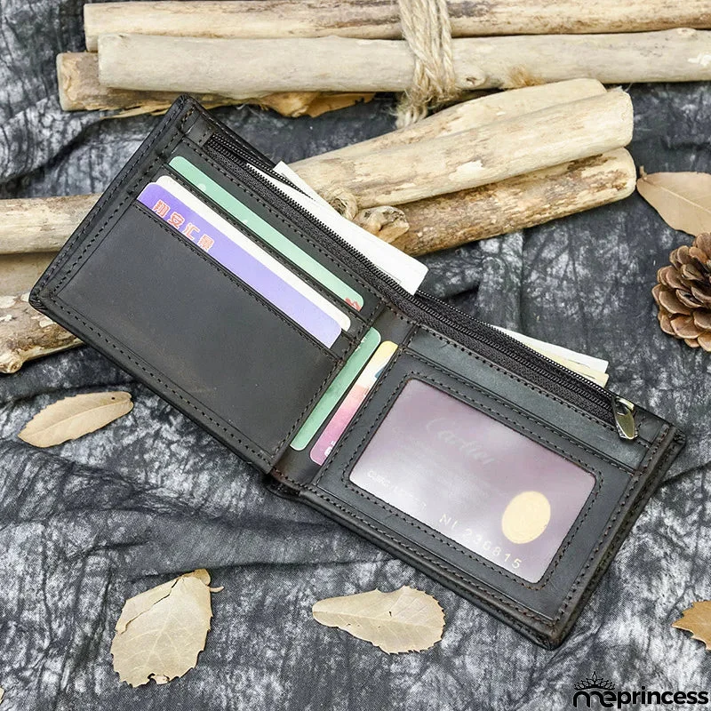 Men's Genuine Leather Solid Pattern Card Holder Casual Wallet