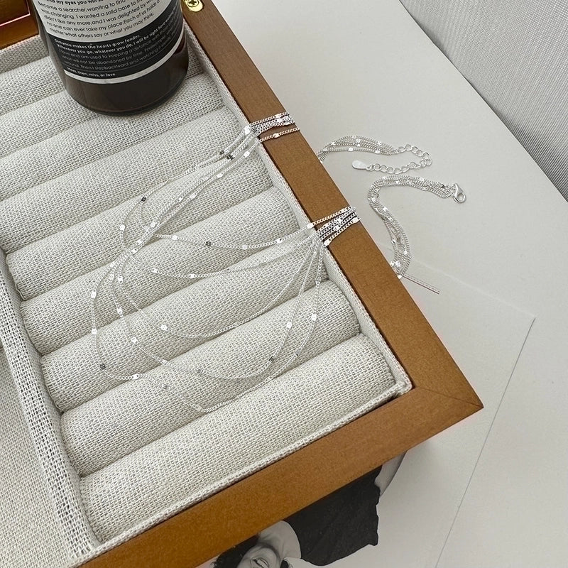 925 Sterling Silver Plating Chain Solid Color Necklace