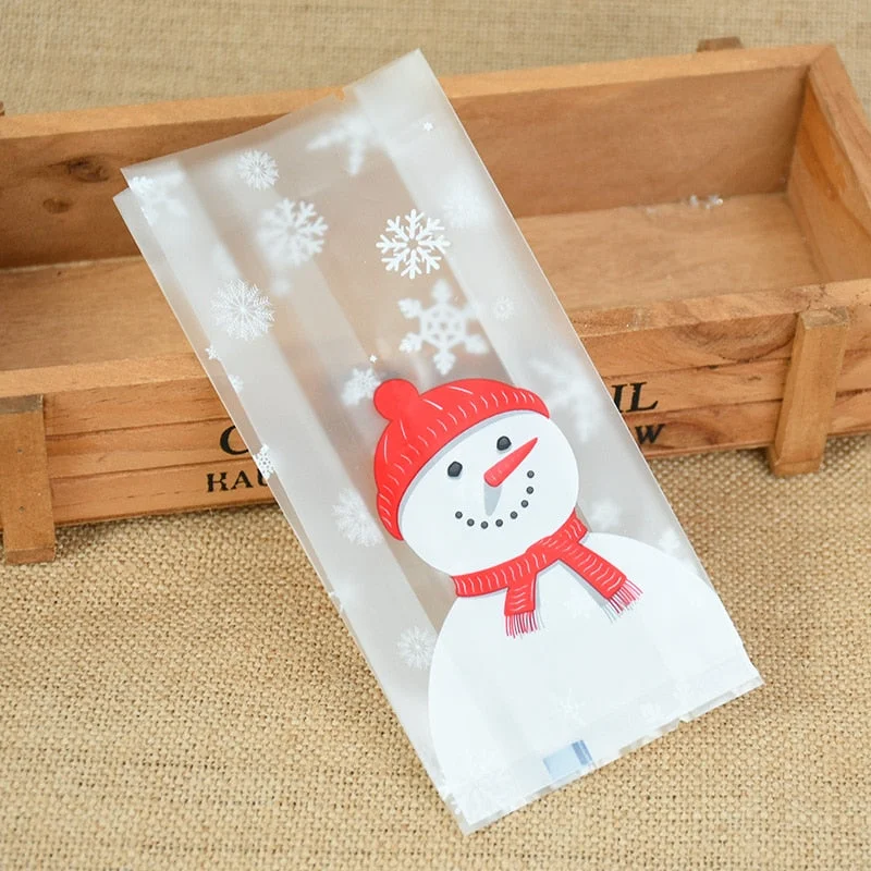 25/50pcs Cute Snowman Plastic Gifts Bags Candy Cookie Baking Packaging Bag Christmas New Year Winter Party Decoration Favors