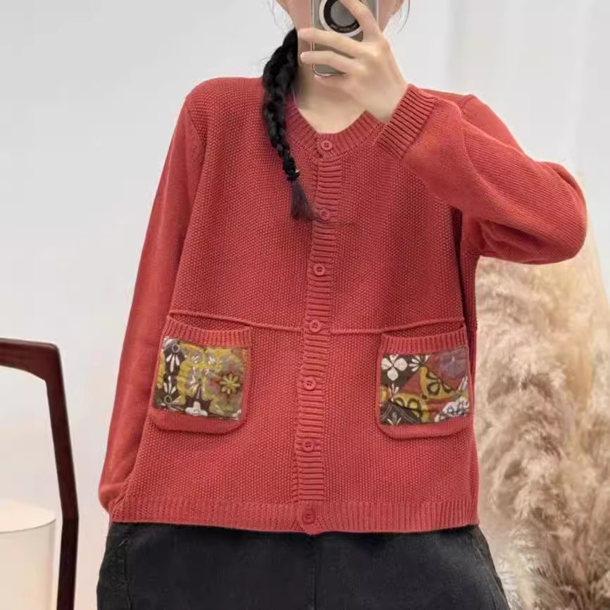 Chicfifth Sweater Women Winter Long Sleeve High Quality Autumn Vintage Top Knitted Cardigan