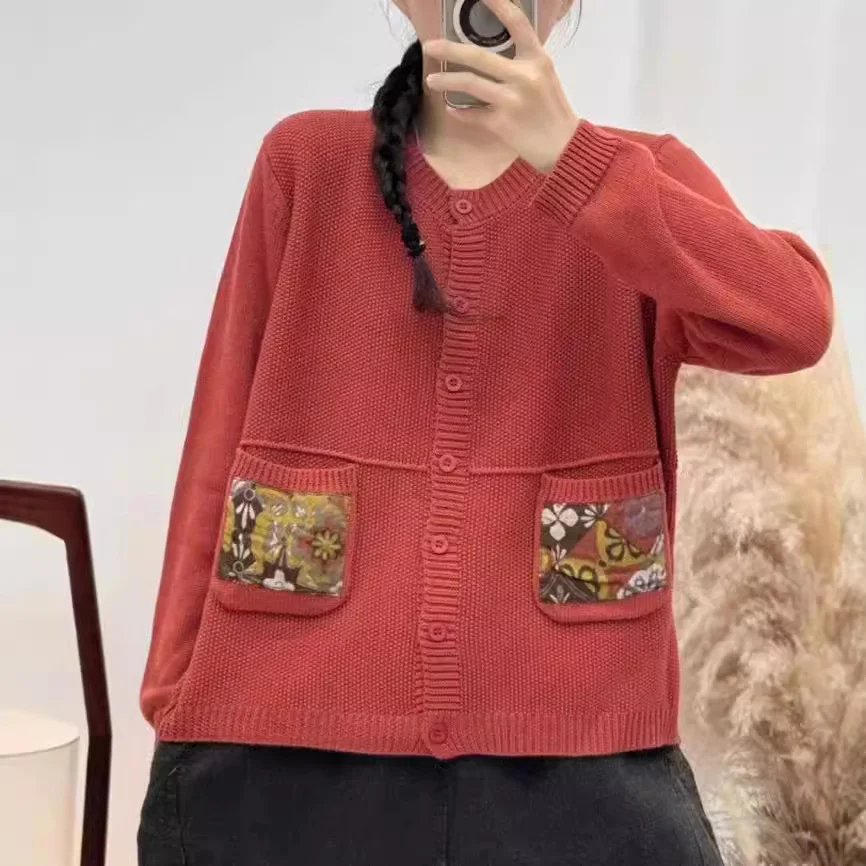 Chicfifth Sweater Women Winter Long Sleeve High Quality Autumn Vintage Top Knitted Cardigan