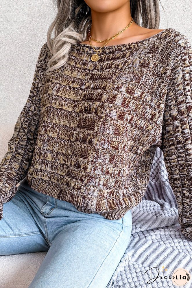 Cable Knit Wide Shoulder Short Length Sweaters Top