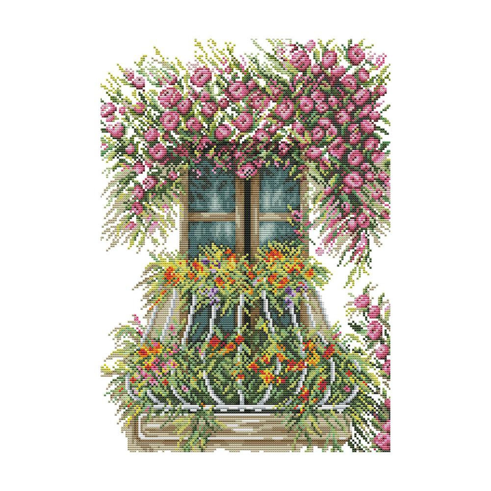 

Windowsill Flowers - 14CT Stamped Cross Stitch - 33*44cm, 501 Original