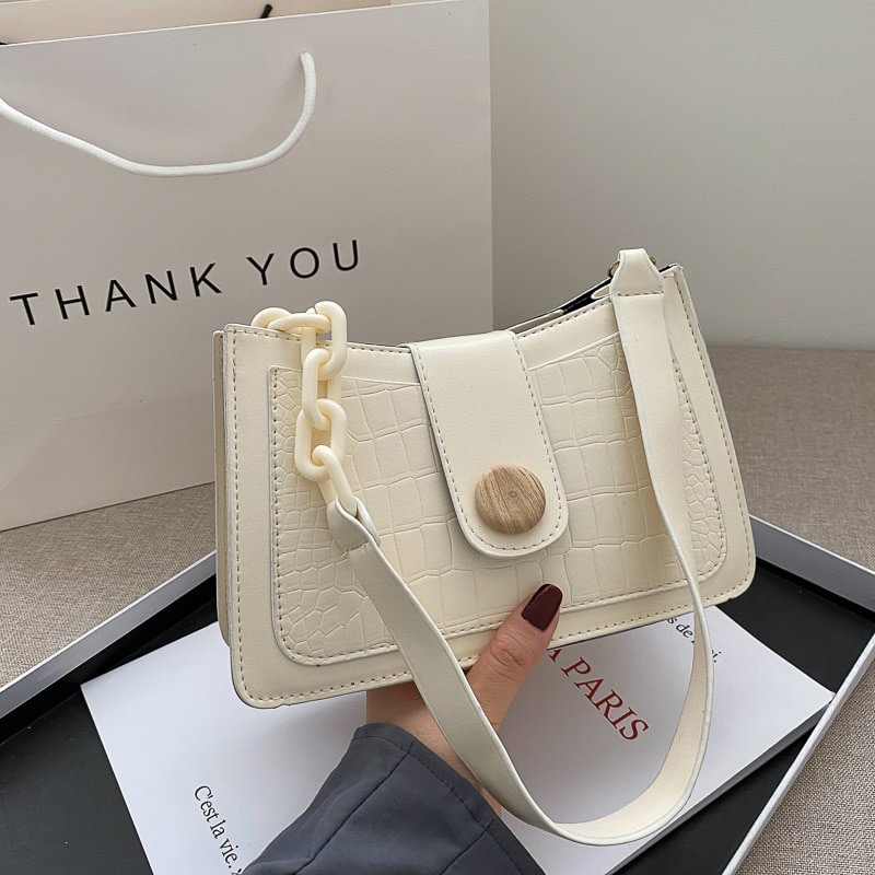 Crocodile Pattern Handbag for Women 2022 Candy Color Chain Ladies Small Shoulder Bags Fashion Design Leather Armpit Bag US Mall Lifes