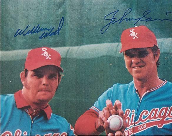 Willbur Wood Johnny Sain Baseball SIGNED AUTOGRAPHED 10 X 8