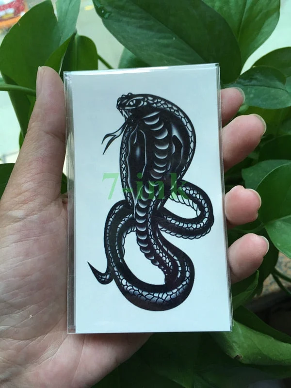 Waterproof Temporary Tattoos sticker Cobra snake totem tattoo Water Transfer fake tattoo for man woman 10.5*6cm