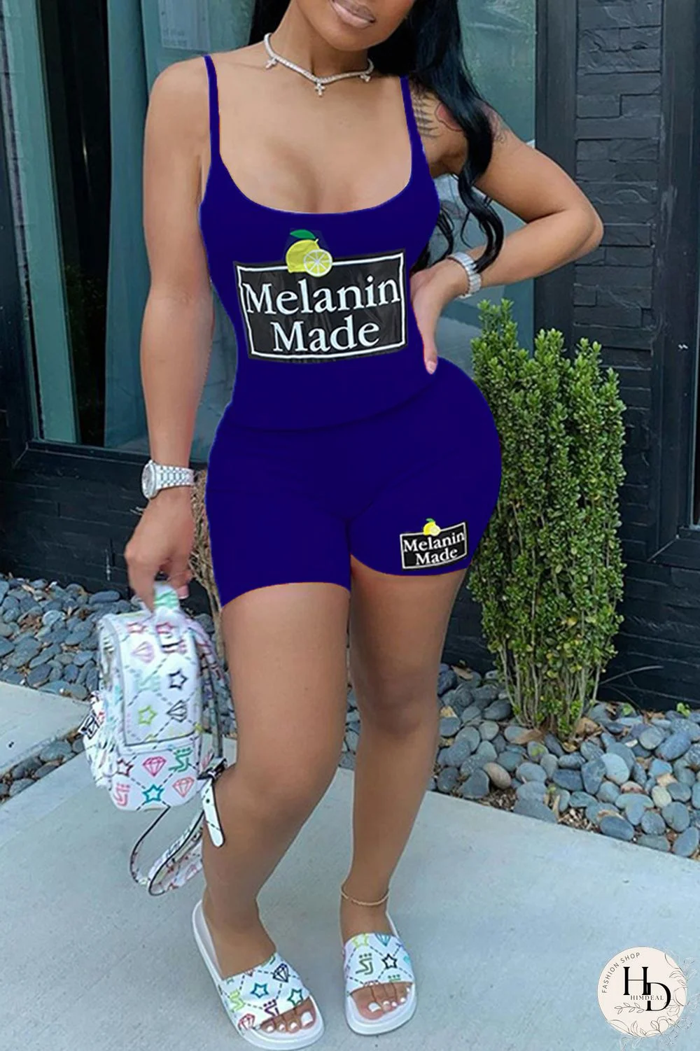 White Casual Living Print Vests Spaghetti Strap Sleeveless Two Pieces