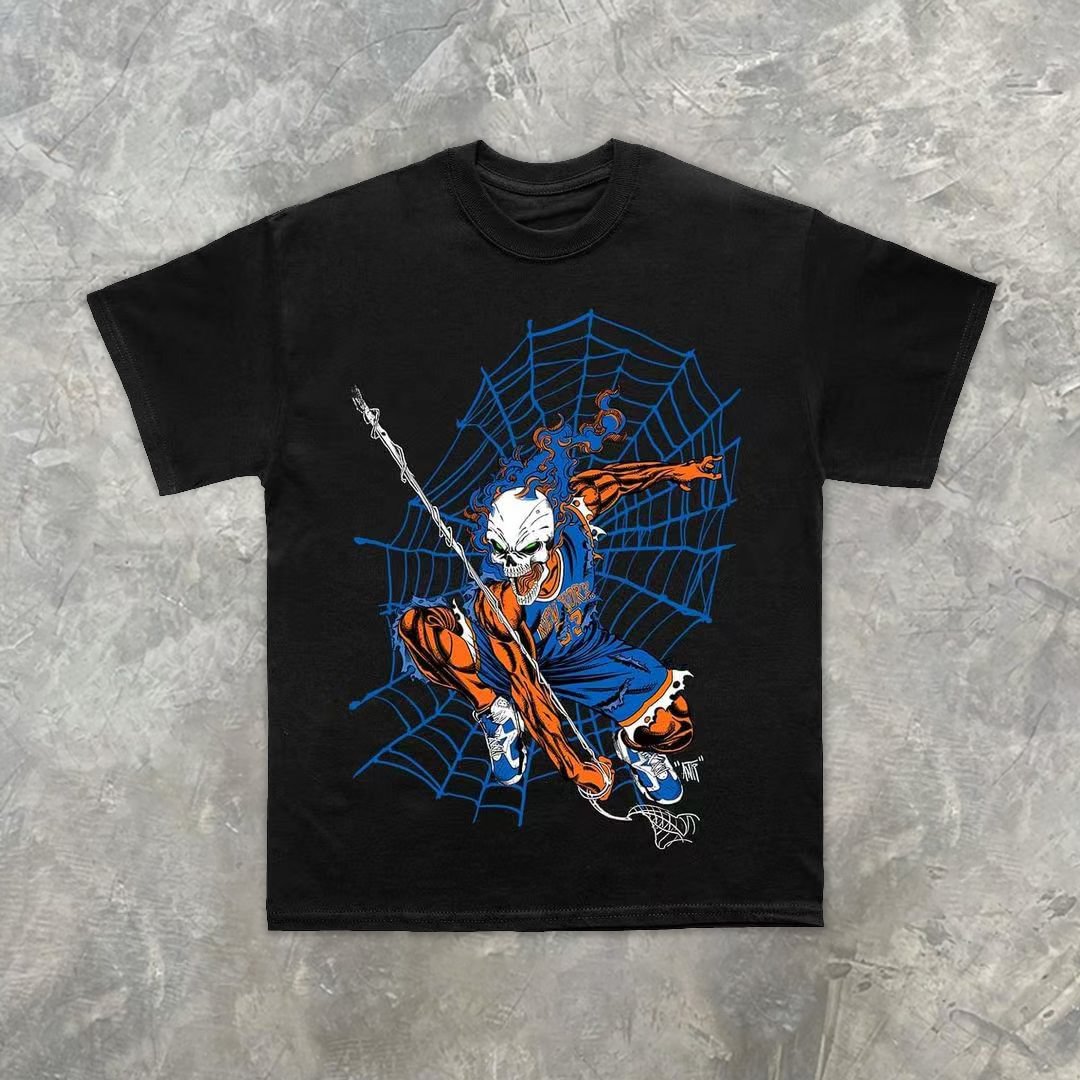 Spider skull casual street short sleeve T-shirt
