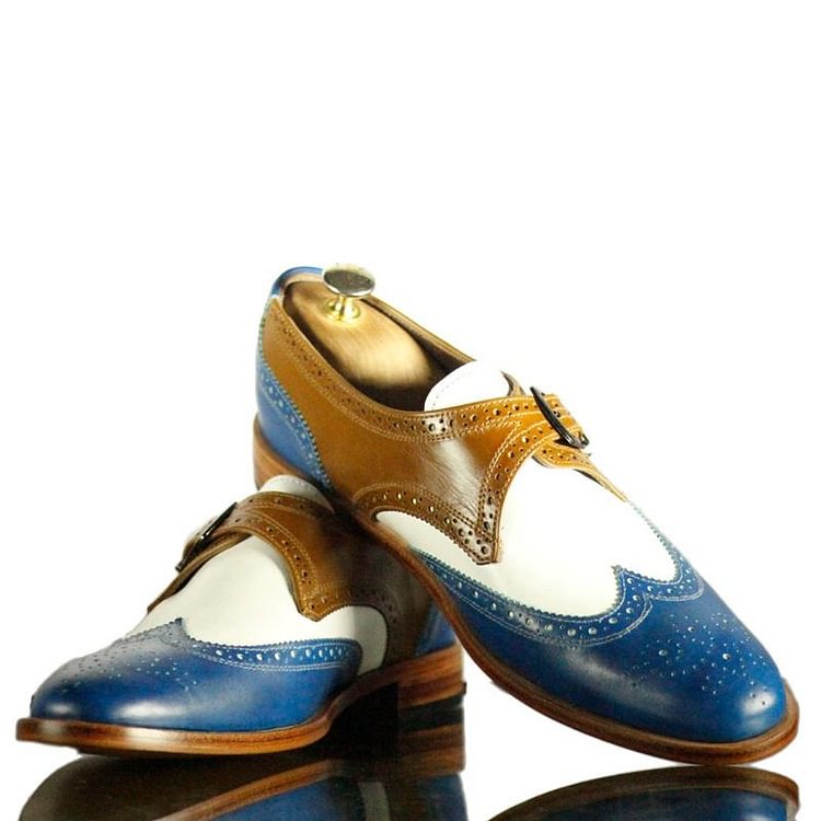 Men Vintage Buckle Leather Brogue Dress Shoes