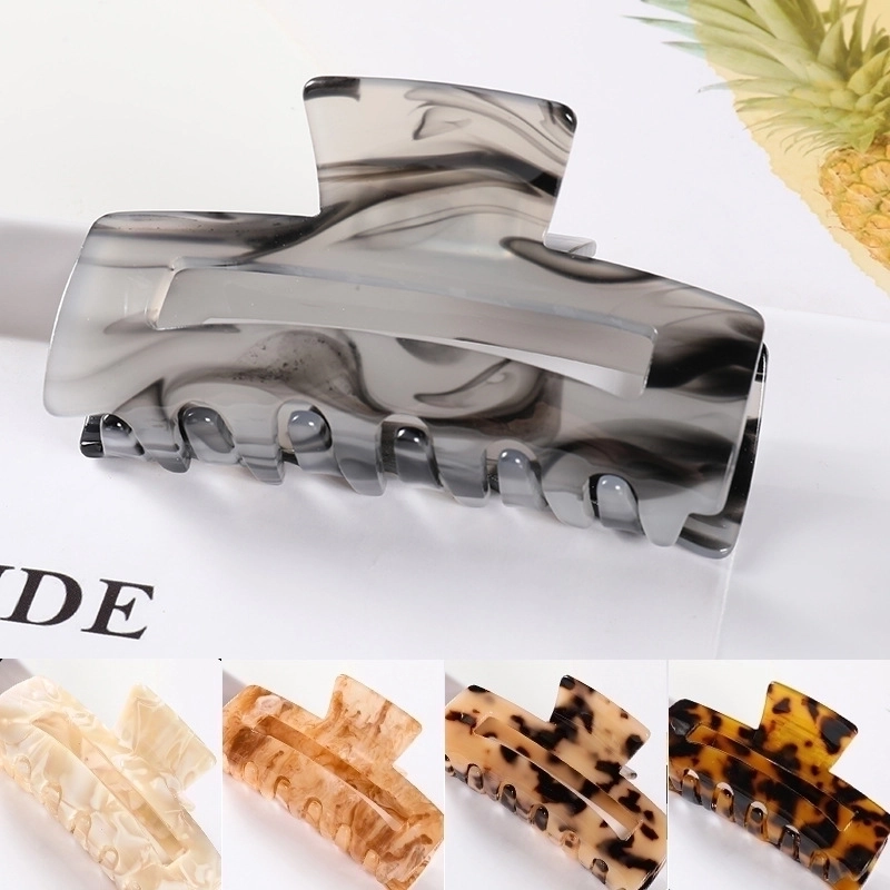 Minimalist Color Block Acetic Acid Sheets Carving Hair Claws 1 Piece