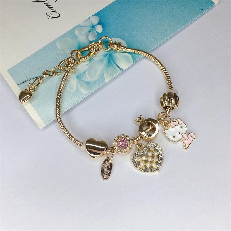 Cute Minimalist Dolphin Heart Shape Flower Stainless Steel Alloy Resin Rhinestones Bangle In Bulk