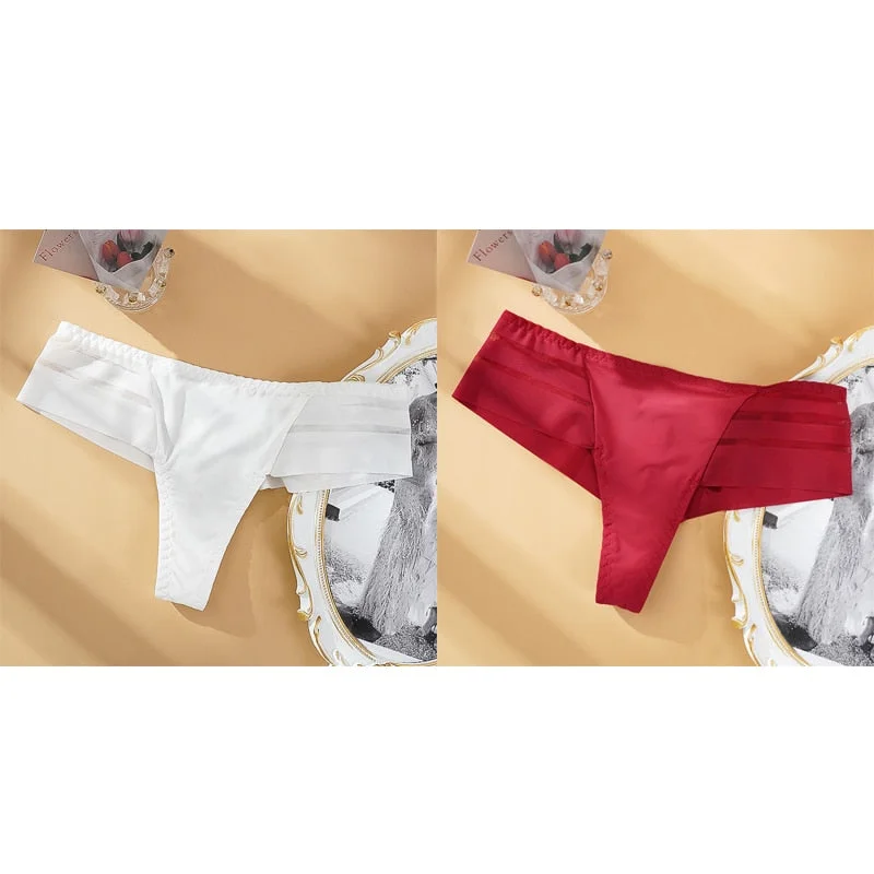 2PCS/Set Sexy Women's G-string Panties Seamless Panties Perspective Underwear  Girls Intimates Lingerie See-Through Underpants