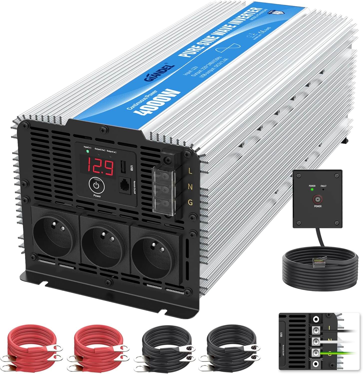 4000W  Pur Sinus  Onduleur Convertisseur 12V 220V