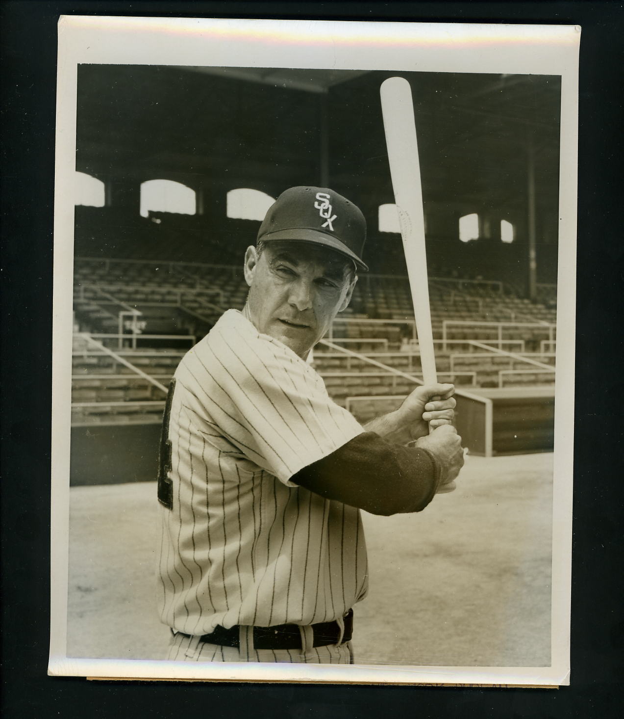 Phil Cavarretta 1954 Press Photo Poster painting Chicago White Sox batting stance pose