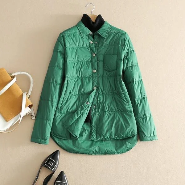 Solid Color Down Coats Winter Casual Warm New Female High Quality  Packets Coats