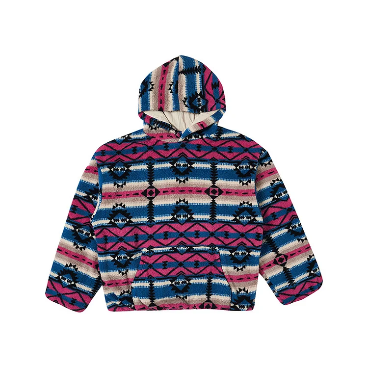 West Coast Pattern Hooded Sweatshirt Loose Plush Top at Hiphopee