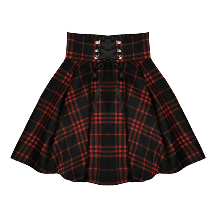 High Waist Plaid Mini Skirt - Modakawa Modakawa