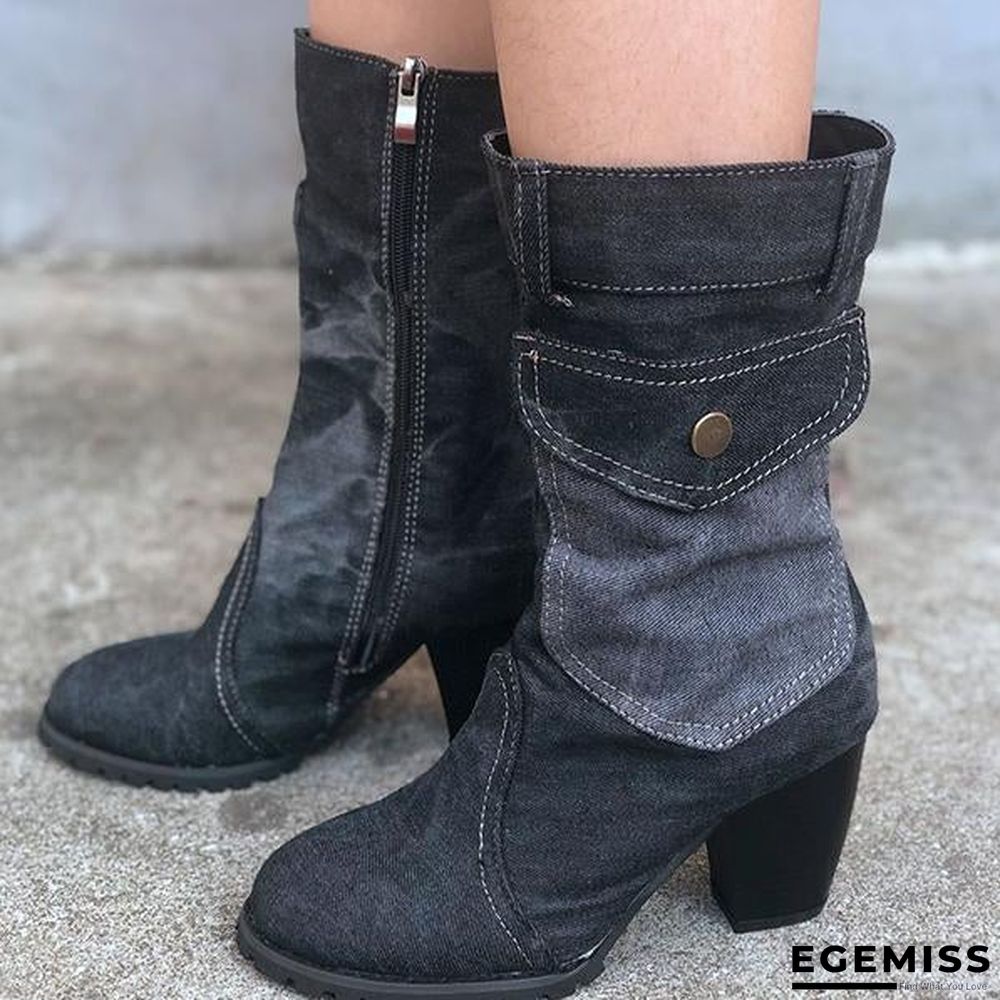 High Heel Zipper Cowboy Boots | EGEMISS