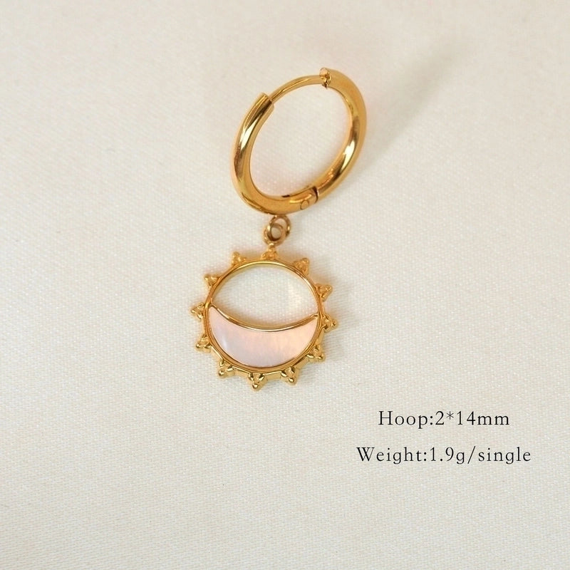 1 Pair Minimalist Cross Devil’s Eye Moon 304 Stainless Steel Drop Earrings