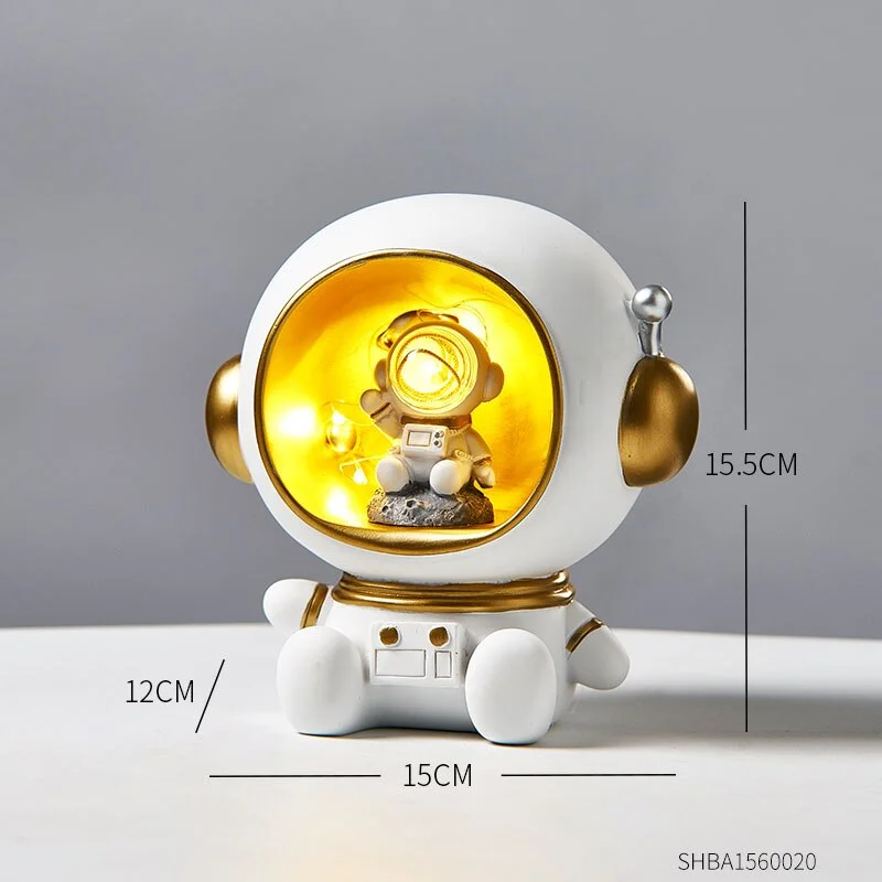 Astronaut creative luminous resin ornament lovely character model Nordic home interior decoration accessories sculpture gift