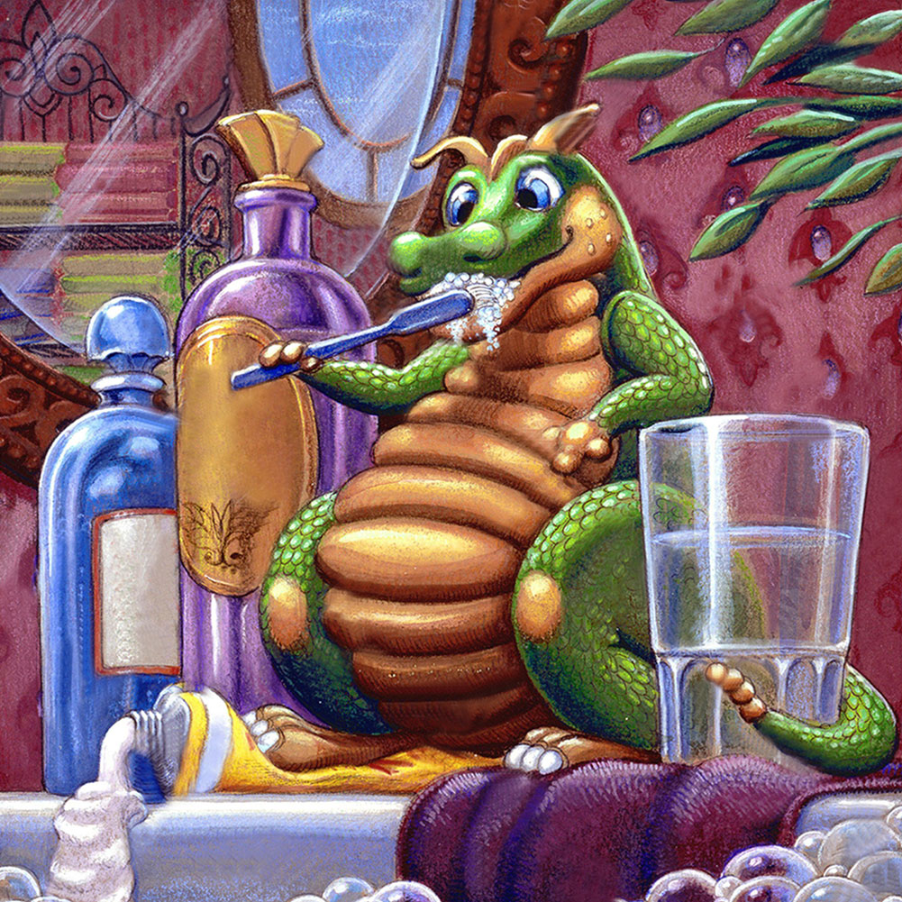 

Green Dinosaur Brushing Teeth - Round Drill Diamond Painting - 30*30CM, 501 Original