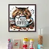 Coffee Cat-Partial 11CT Stamped Cross Stitch Bead Embroidery 36*36cm/14.17*14.17in tapestrymarket