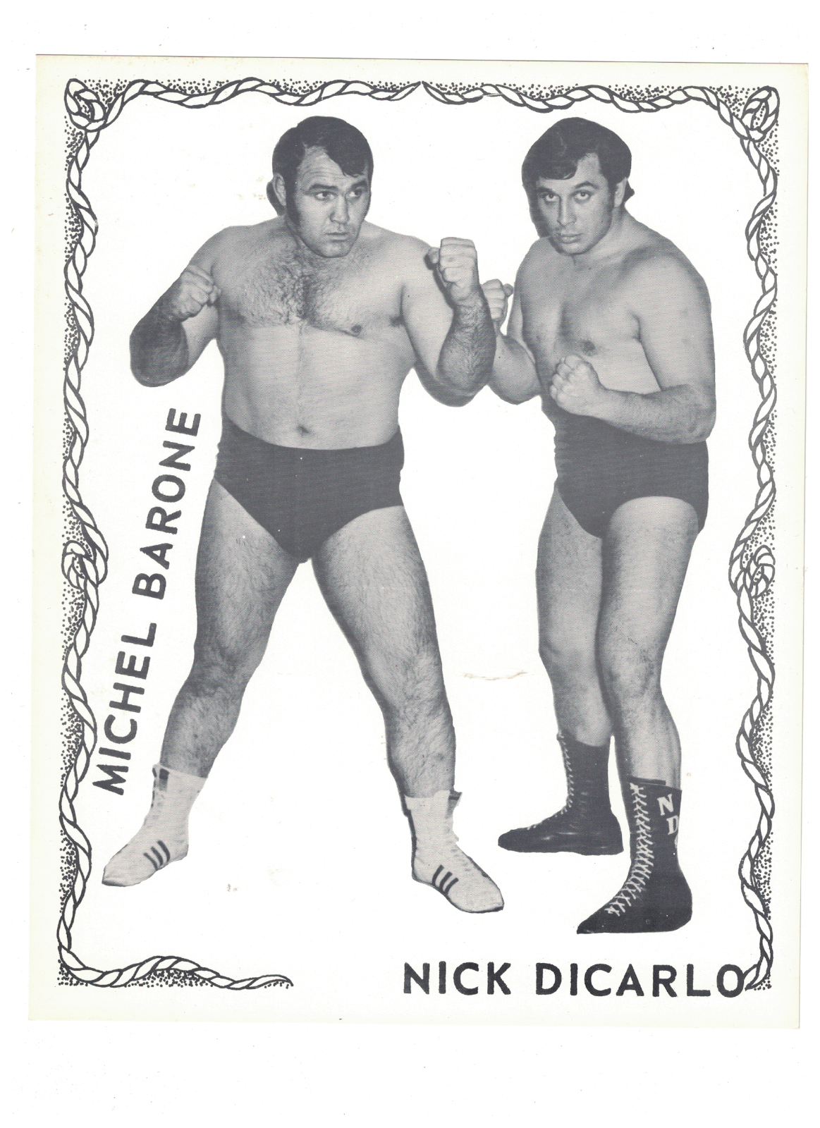 Michael Barone Nick DiCarlo 1970's Grand Prix 8x10 Wrestling Photo Poster painting