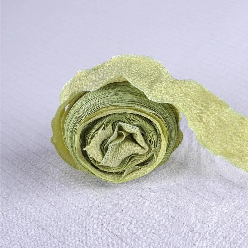 Ruffled Pleated Fishtail Yarn 2.5 Wide Ribbon Flower Packaging Ribbon Macaron Floral Snow Yarn Linen Diy