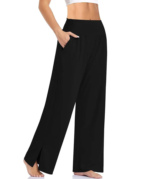 Women's Wide Leg Casual Loose Yoga Sweatpants Home Comfort Pajama Pants With Pockets