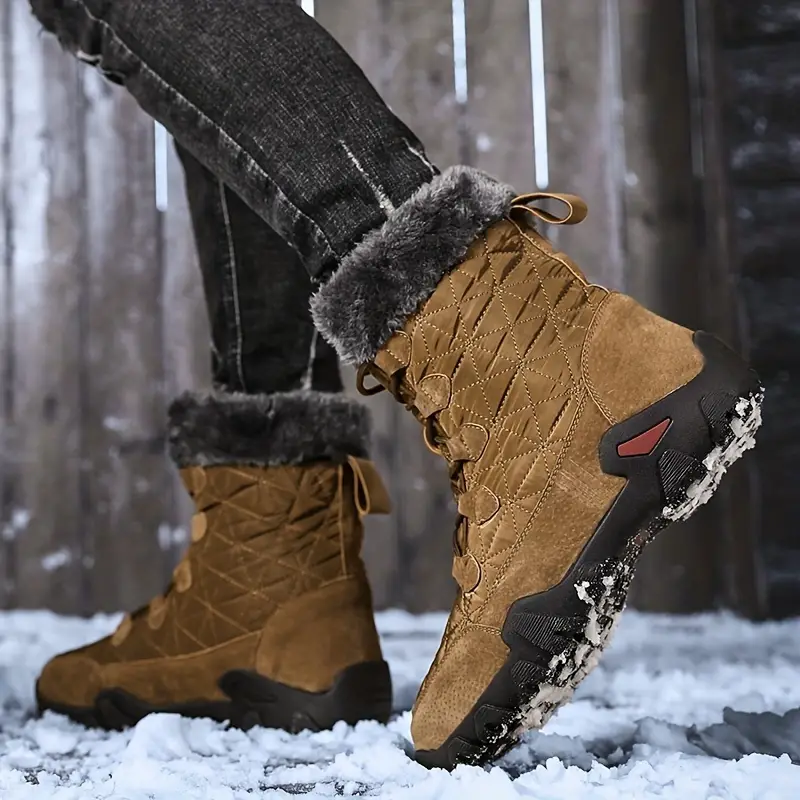 mens snow boots outdoor warm winter ankle boots waterproof non slip casual snow boot windproof lace up flat sole details 9