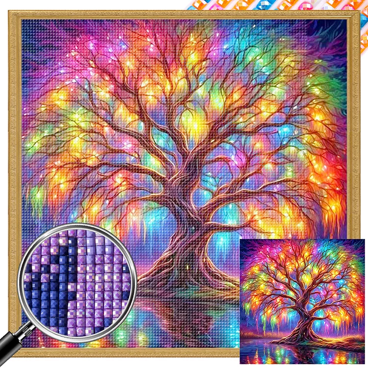 Full Square Diamond Painting - Neon Tree Of Life 40*40CM