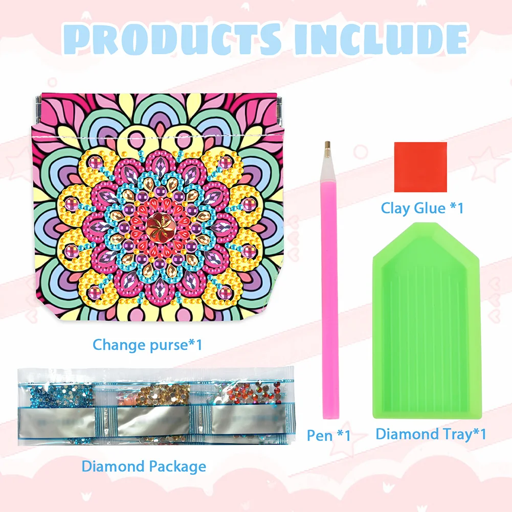 5D DIY Mandala PU Partial Special Shaped Diamond Painting Wallet Gifts for Women