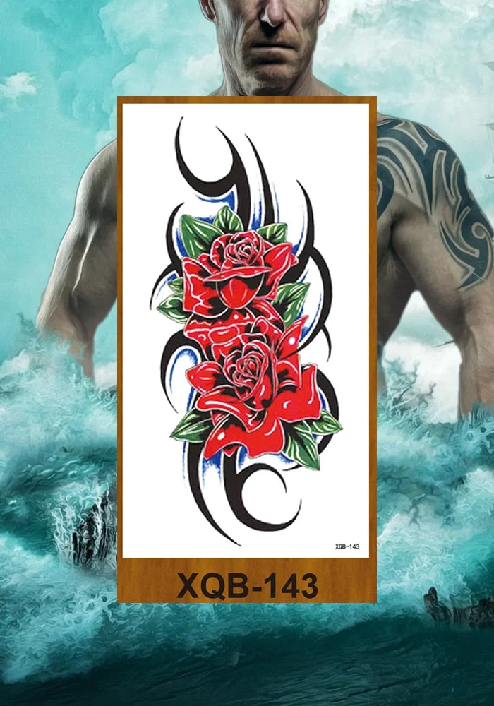 Temporary Tattoos Stickers Women Girl Chest Arm Fake Tatoo Lotus Peony Rose Magnolia Flowers Totem Face Body Makeup Waterproof