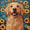 Golden Dog with Sunflowers Partial Drill Diamond Painting Kit 30x30cm Special Shaped Diamonds DIY Craft for Adults Beginners Home Decor