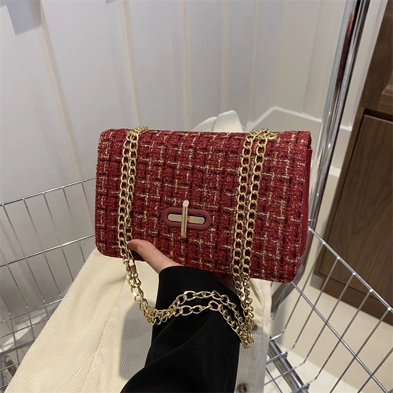 Women’s Small Pu Leather Color Block Streetwear Square Flip Cover Shoulder Bag