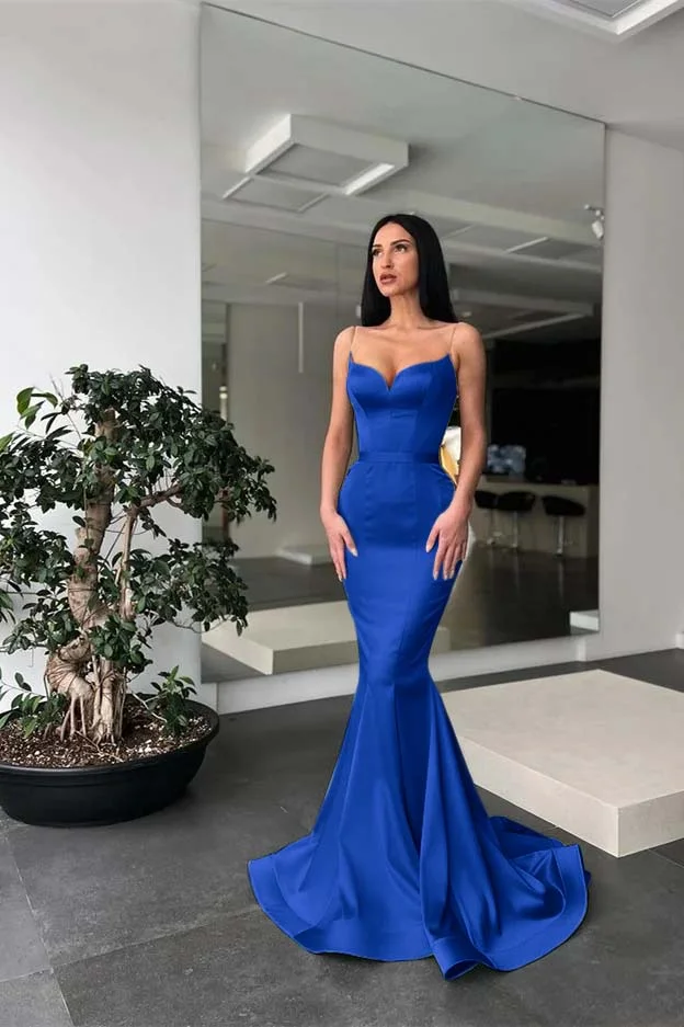 Daisda Long Mermaid Prom Dress Spaghetti-Straps