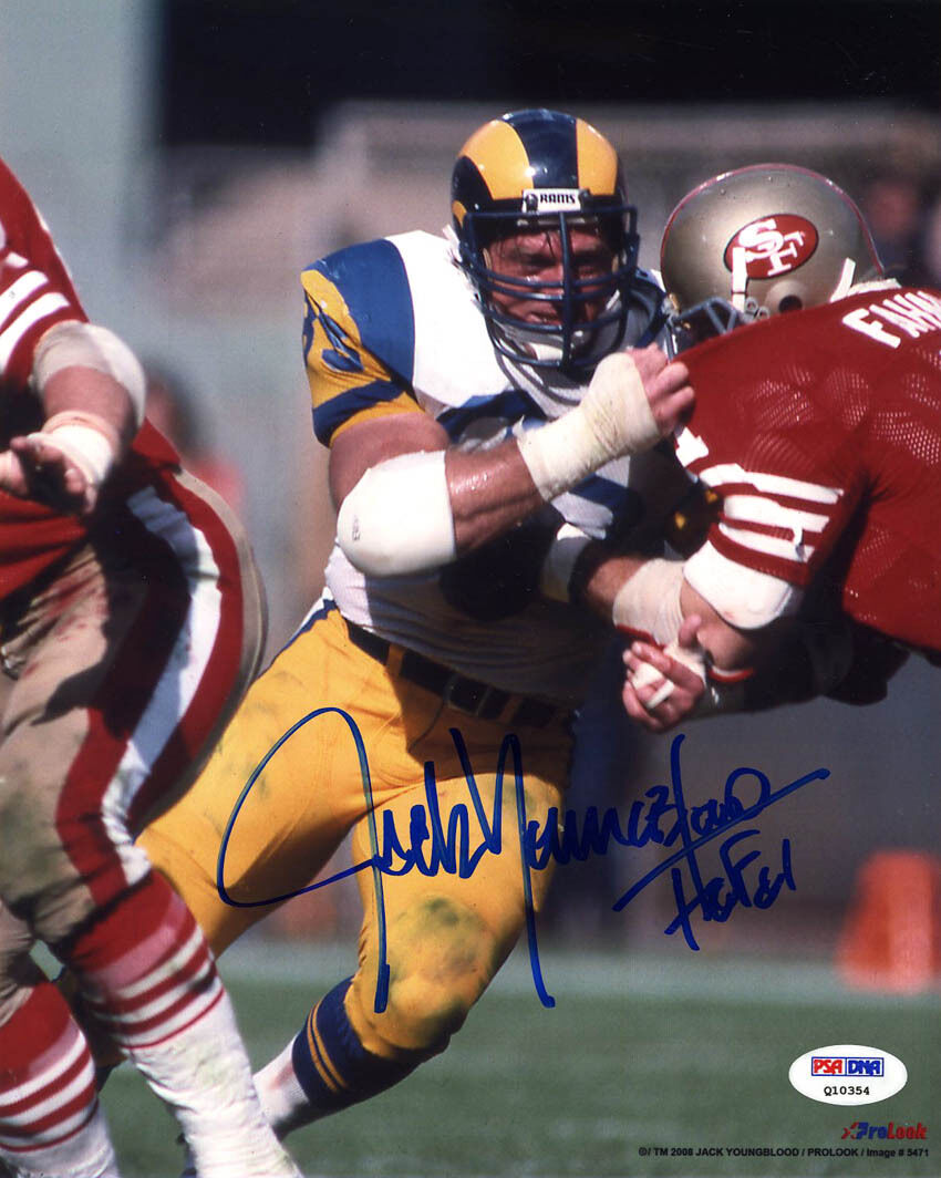 Jack Youngblood SIGNED 8x10 Photo Poster painting +HOF 01 Los Angeles Rams PSA/DNA AUTOGRAPHED