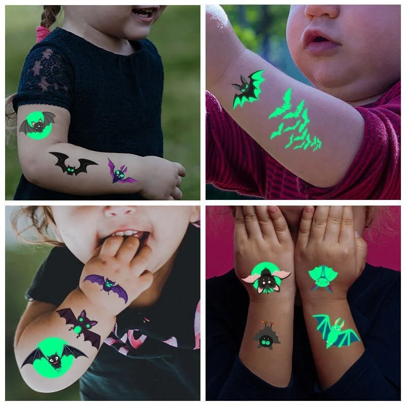 1Set(10PCS)Halloween  Luminous Temporary Waterproof Bat Stickers
