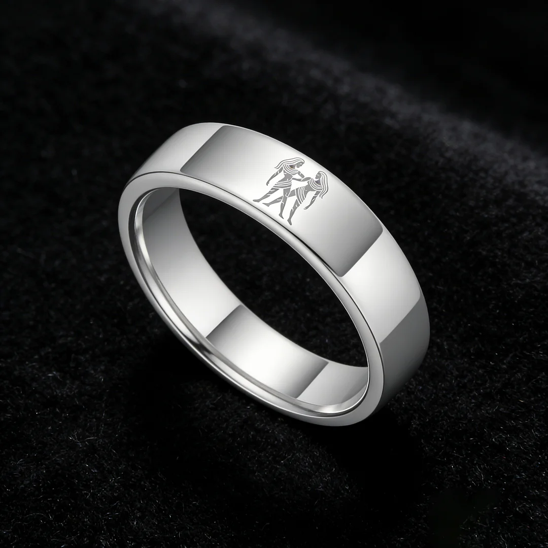 Mens Womens Flat Gemini Tungsten Carbide Rings Sliver Couple Wedding Band Top Comfort Fit 4MM 6MM 8MM